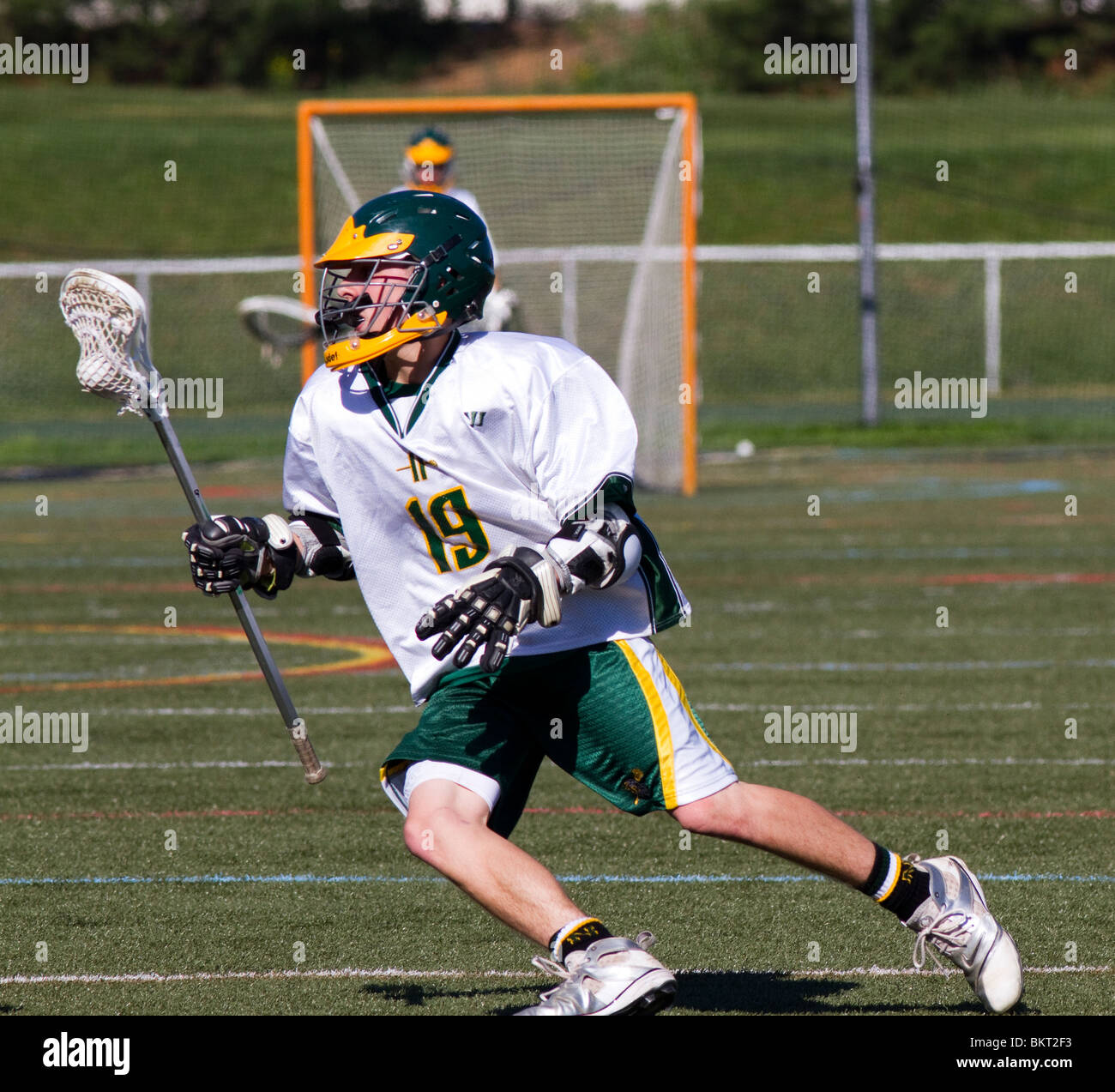Boys high school varsity lacrosse game match Stock Photo Alamy