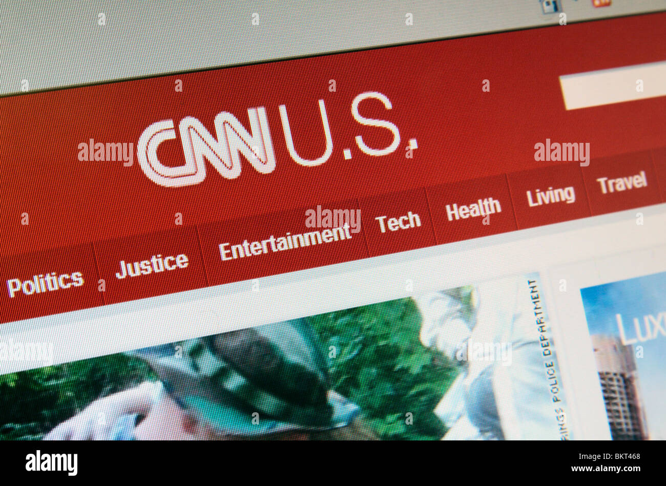 A slanted view of the screen shot of the US news page of the CNN web ...