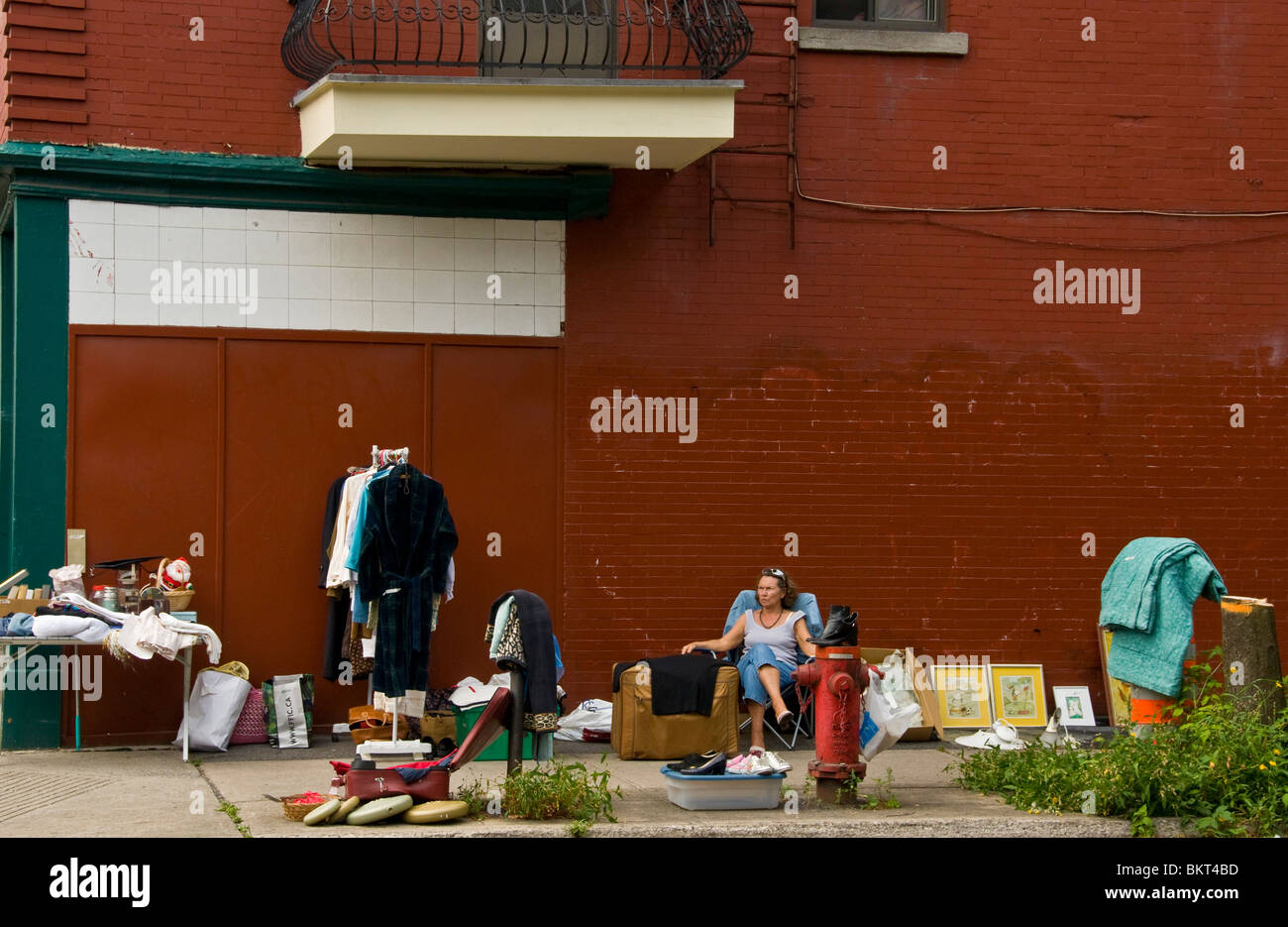 Garage sale Plateau Mont Royal Montreal canada Stock Photo Alamy
