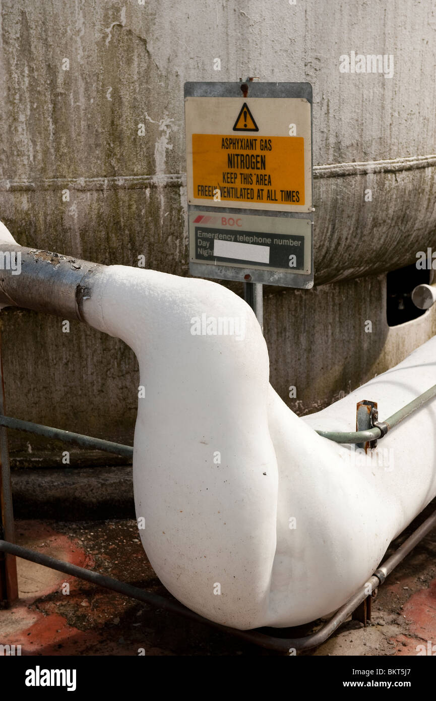 Ice on pipes of Liquid Nitrogen bulk storage tank Stock Photo Alamy