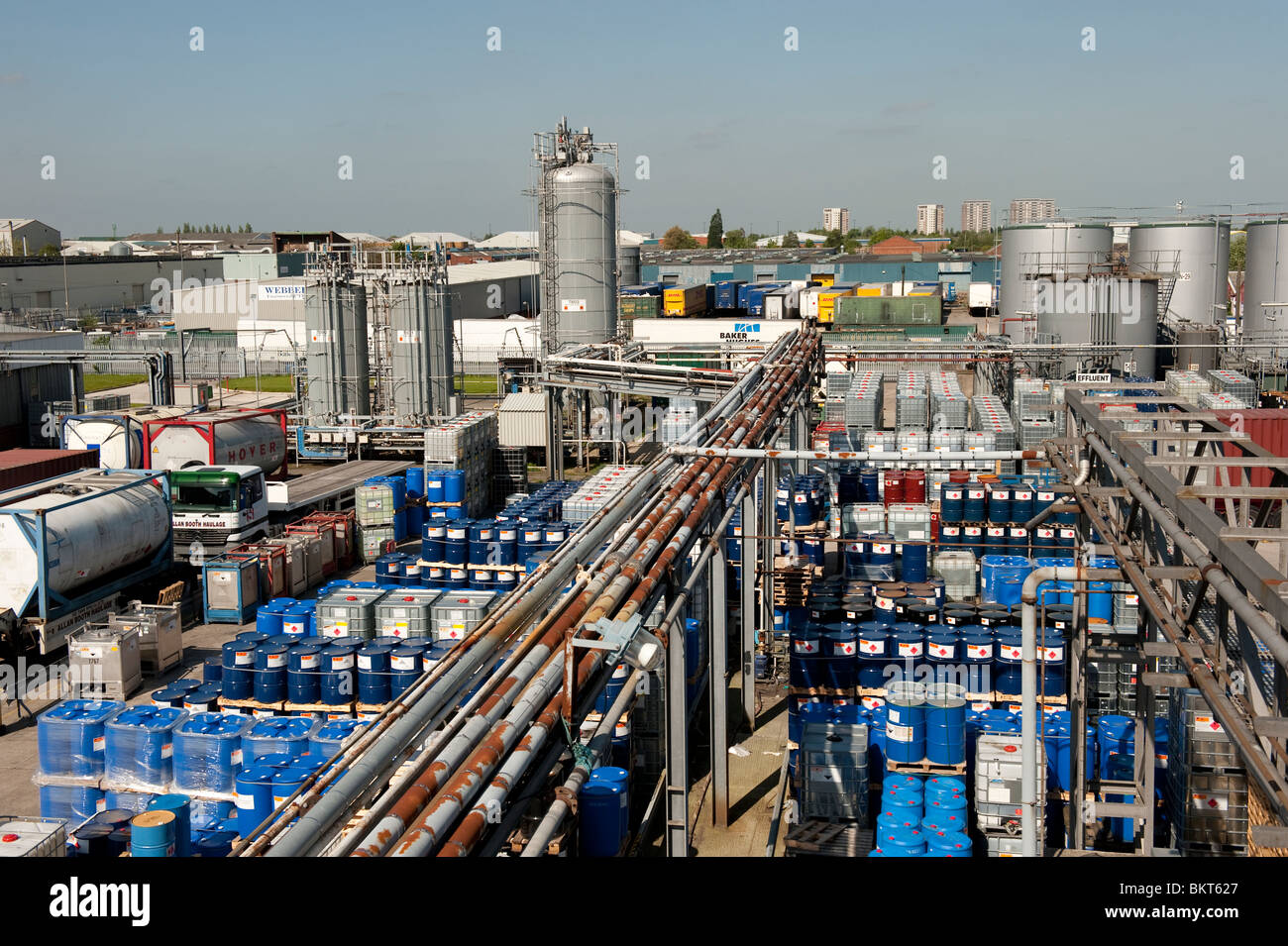Aerial shot of generic chemical factory Stock Photo