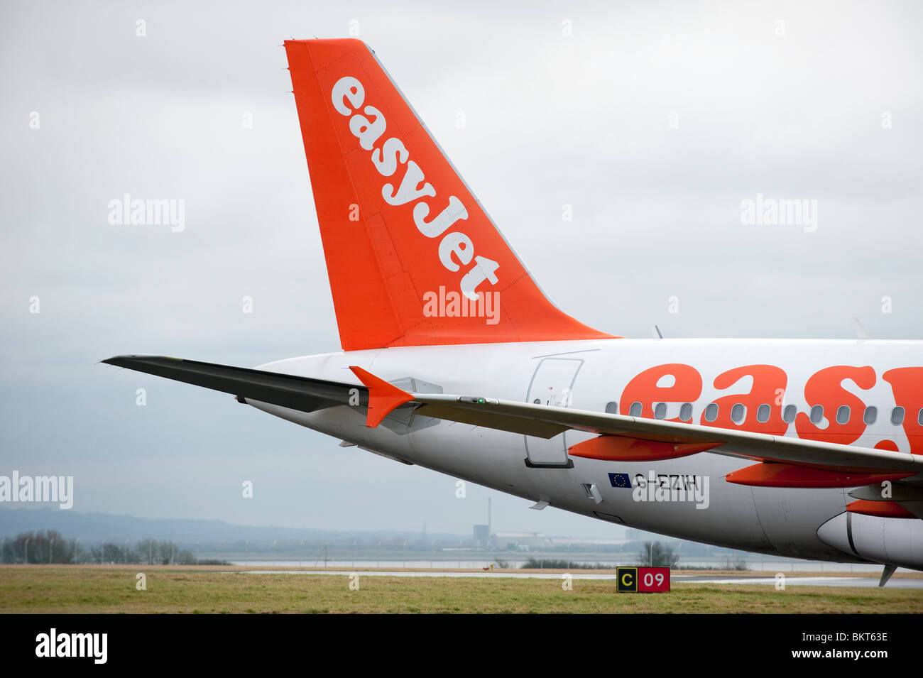 Easyjet plane tail fin and Logo Stock Photo