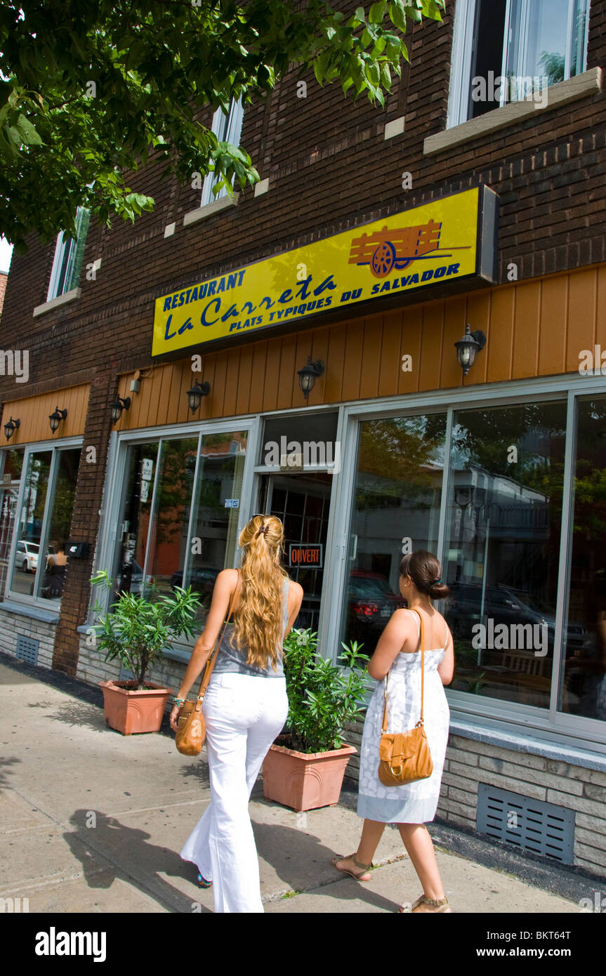 Salvadorian restaurant St Zotique street Montreal Canada Stock Photo
