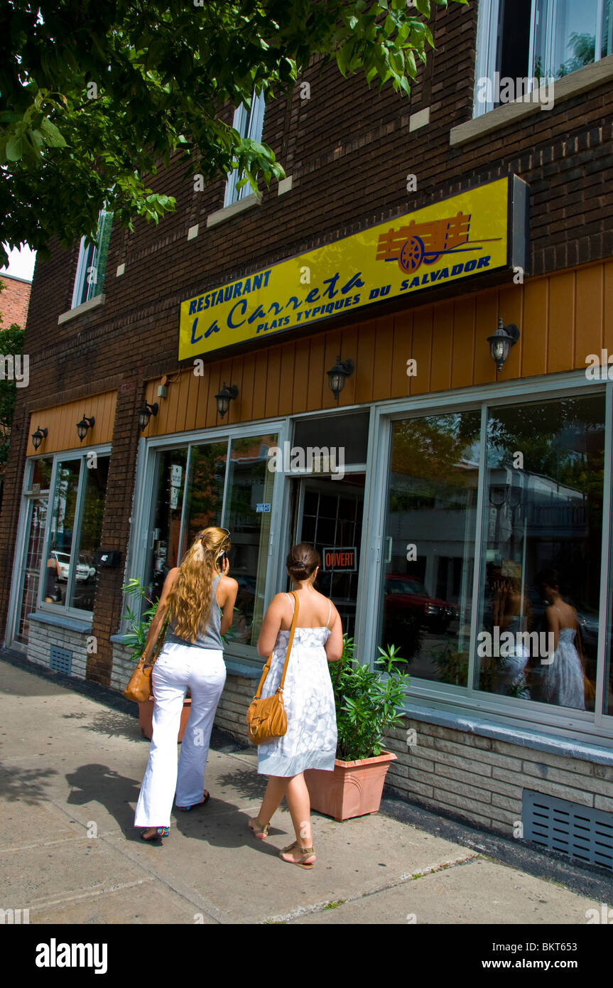 Salvadorian restaurant St Zotique street Montreal Canada Stock Photo
