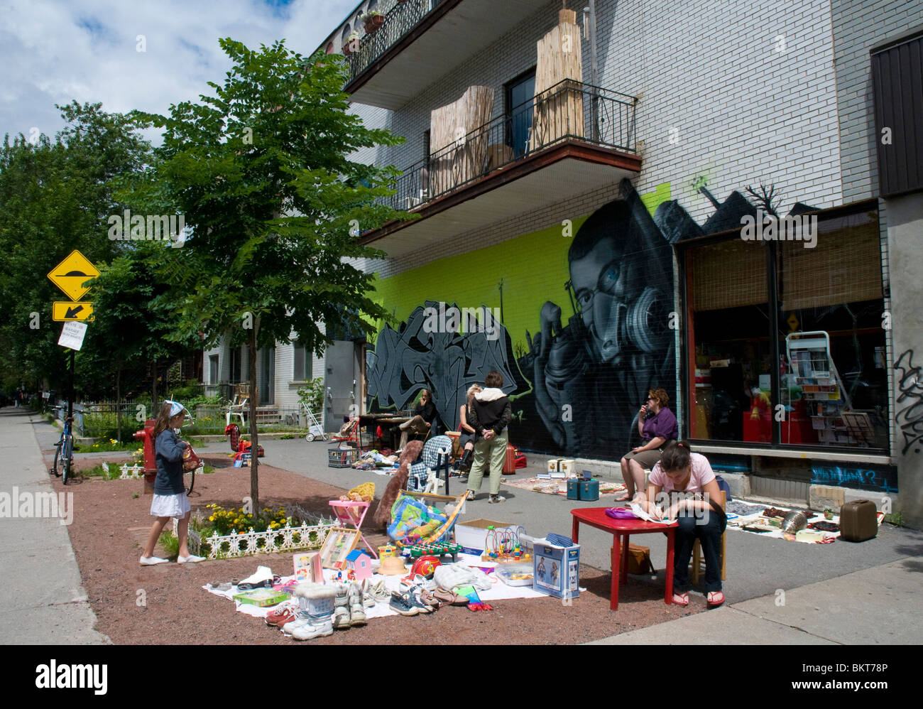 Sidewalk sale Saint Viateur Street Mile end Neighborhood Montreal Stock Photo Alamy