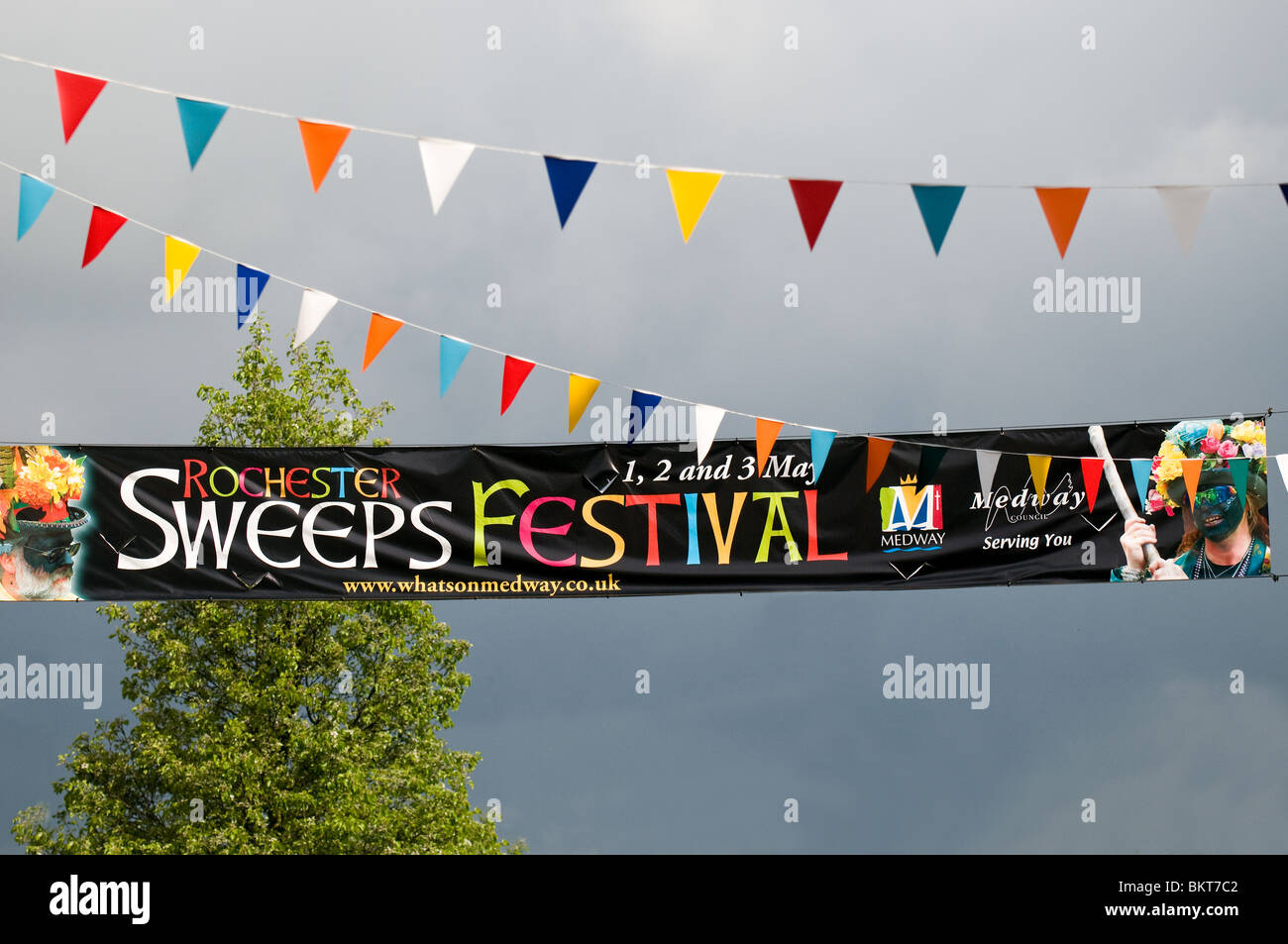 Sweeps Festival sign in Rochester in Kent Stock Photo