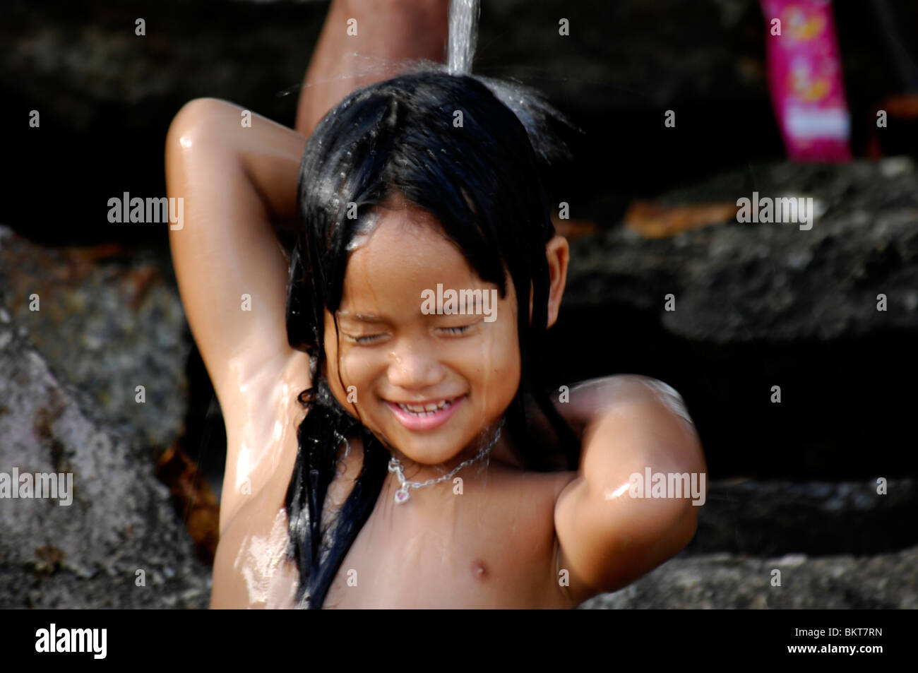 Young Girl Having A Shower Chao Leh Sea Gypsy Village