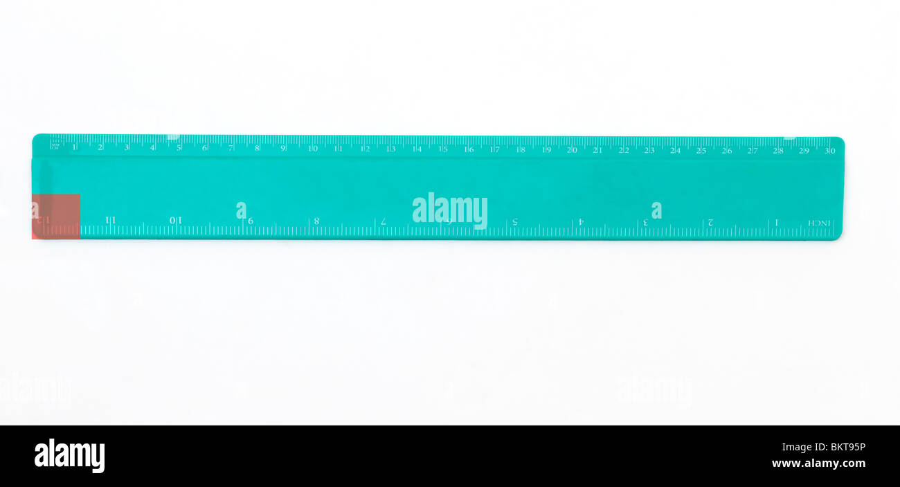 Blue Plastic Ruler with Square Stock Photo