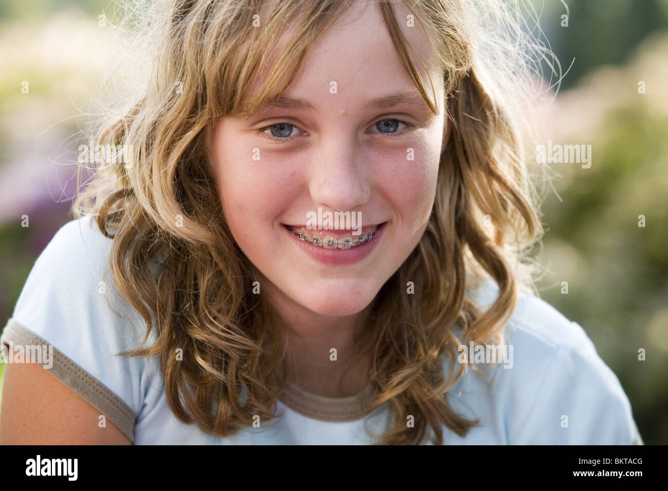 Portrait teenage girl braces lac Stock Photo