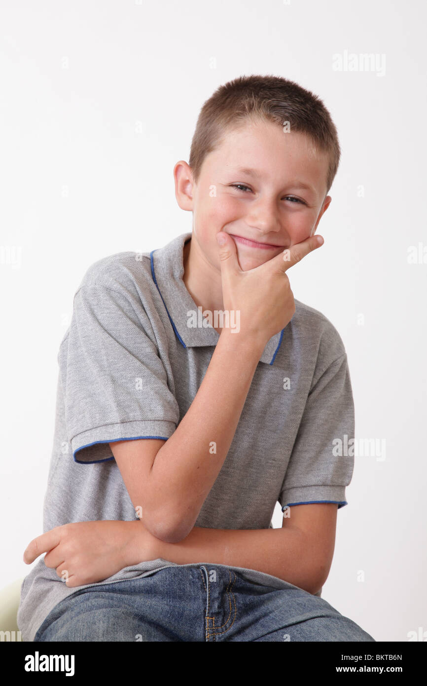 Young boy thinking Stock Photo