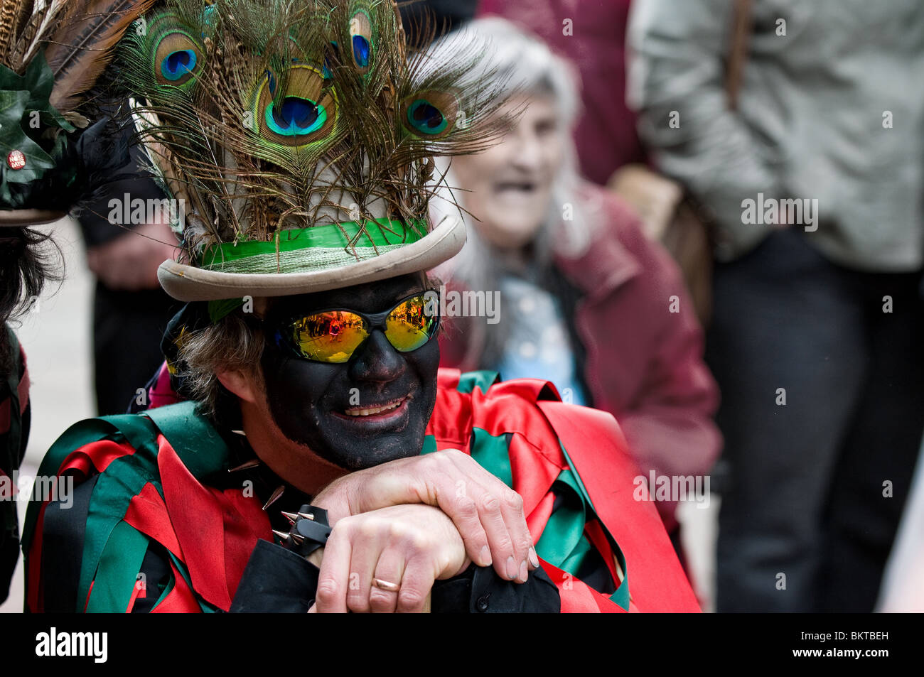 A member of Foxs Border Morris at the Sweeps Festival Stock Photo - Alamy