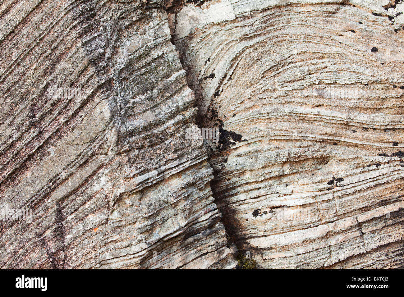 Exposed rock strata in the cliffs of Wasdale in the Lake District National Park Stock Photo