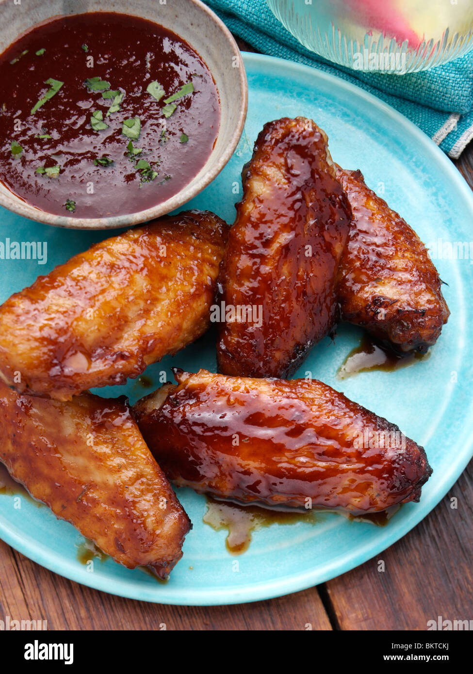 BBQ Chicken wings with BBQ sauce Stock Photo