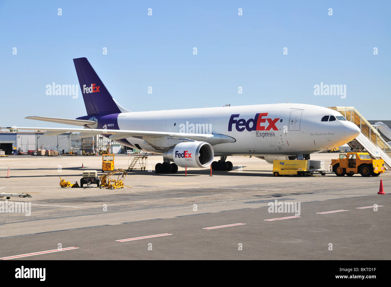 Israel, Ben-Gurion international Airport FedEx Cargo Jet on the ground Stock Photo