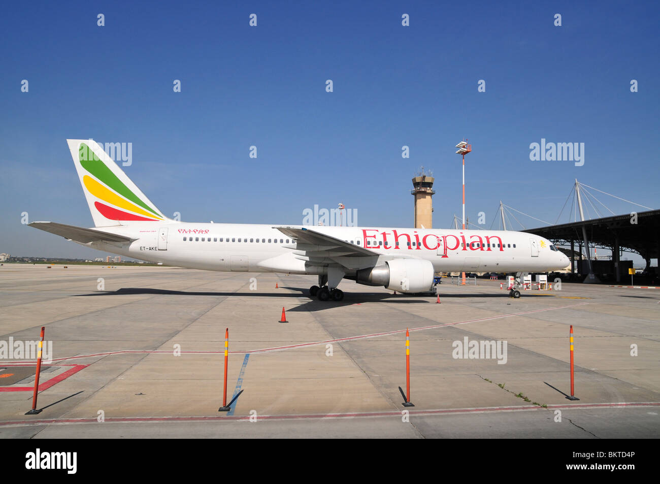 Israel, Ben-Gurion international Airport Ethiopian Airlines Boeing 757 Passenger Jet on the ground Stock Photo