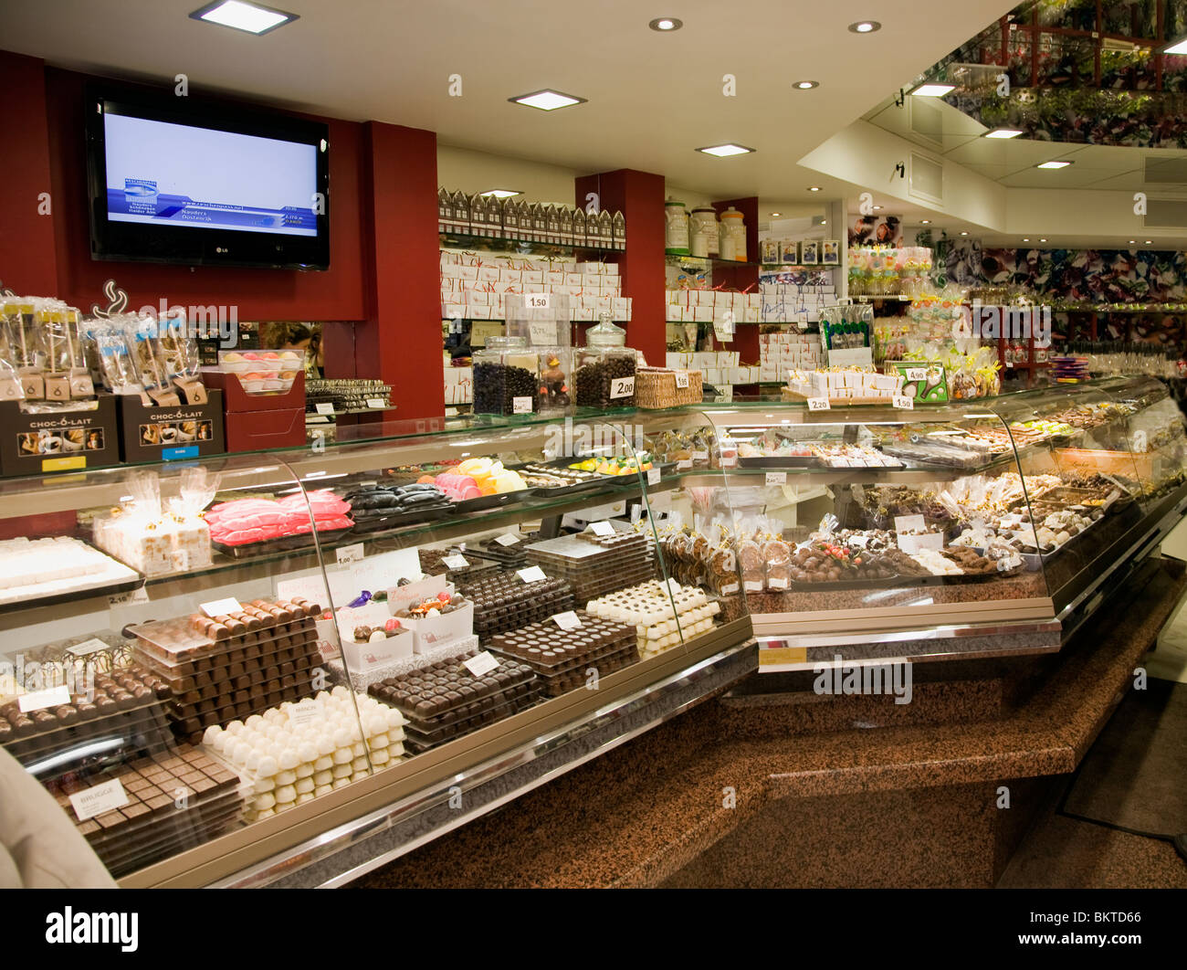 Chocolate shop in Bruges, Belgium Stock Photo