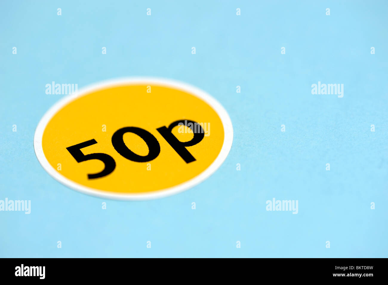 50p price sticker Stock Photo