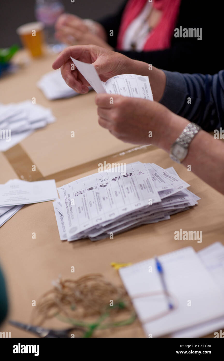 Election tellers Counting the votes cast in the Ceredigion constituency ...