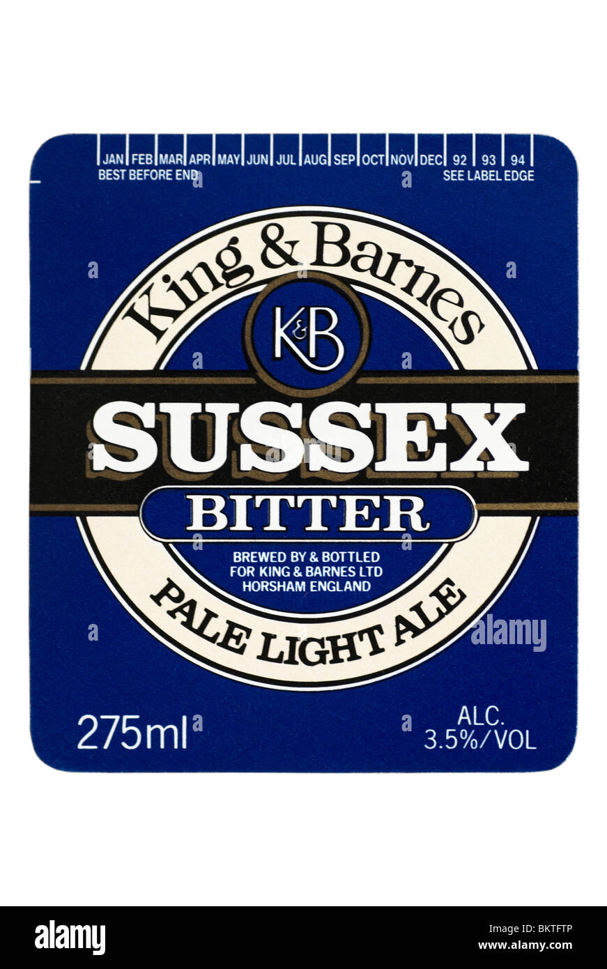 King & Barnes Sussex Bitter bottle label circa 1992 1994 Stock Photo