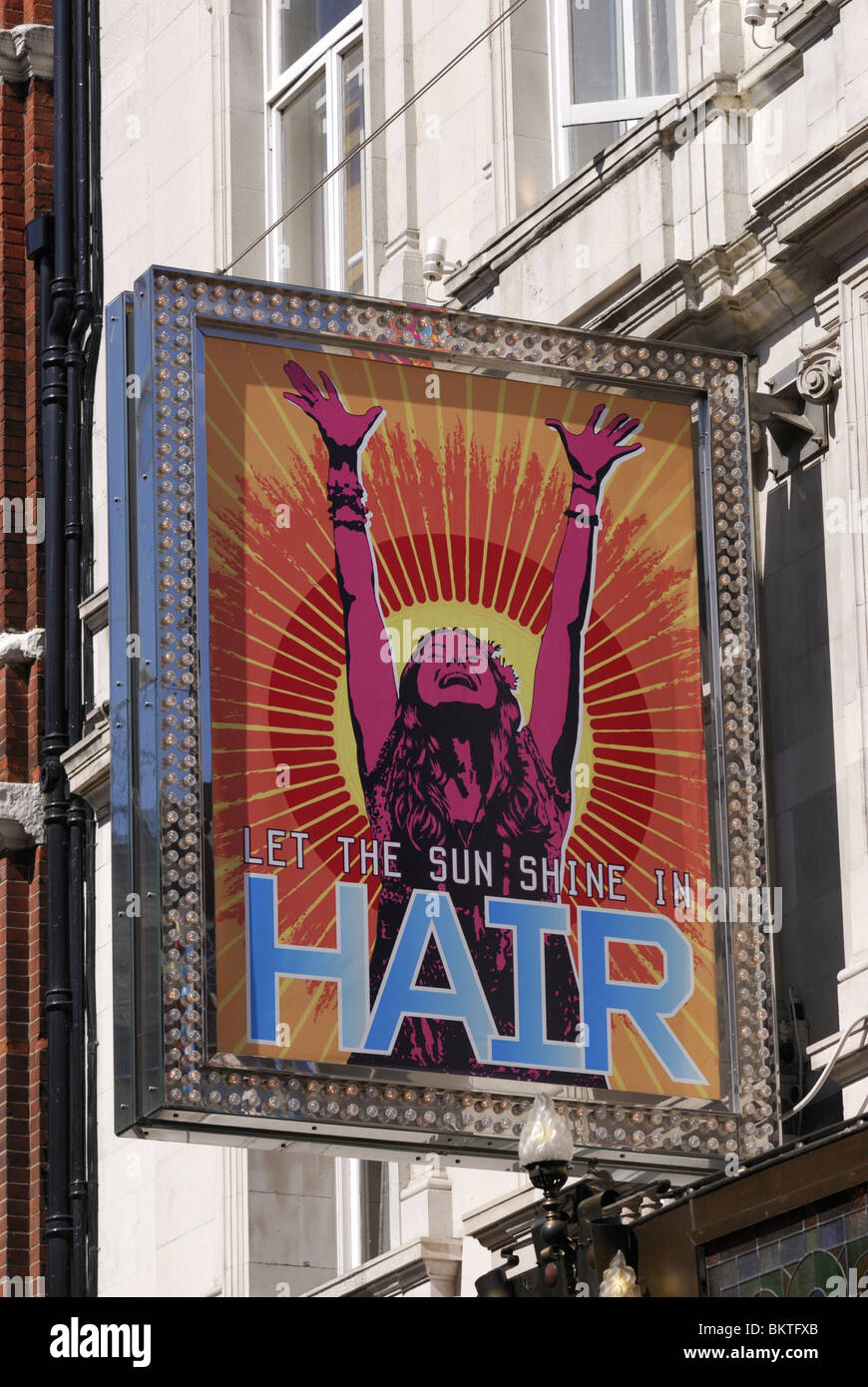 Hair Musical Sign at the Gielgud Theatre, Shaftesbury Avenue, London, England UK Stock Photo