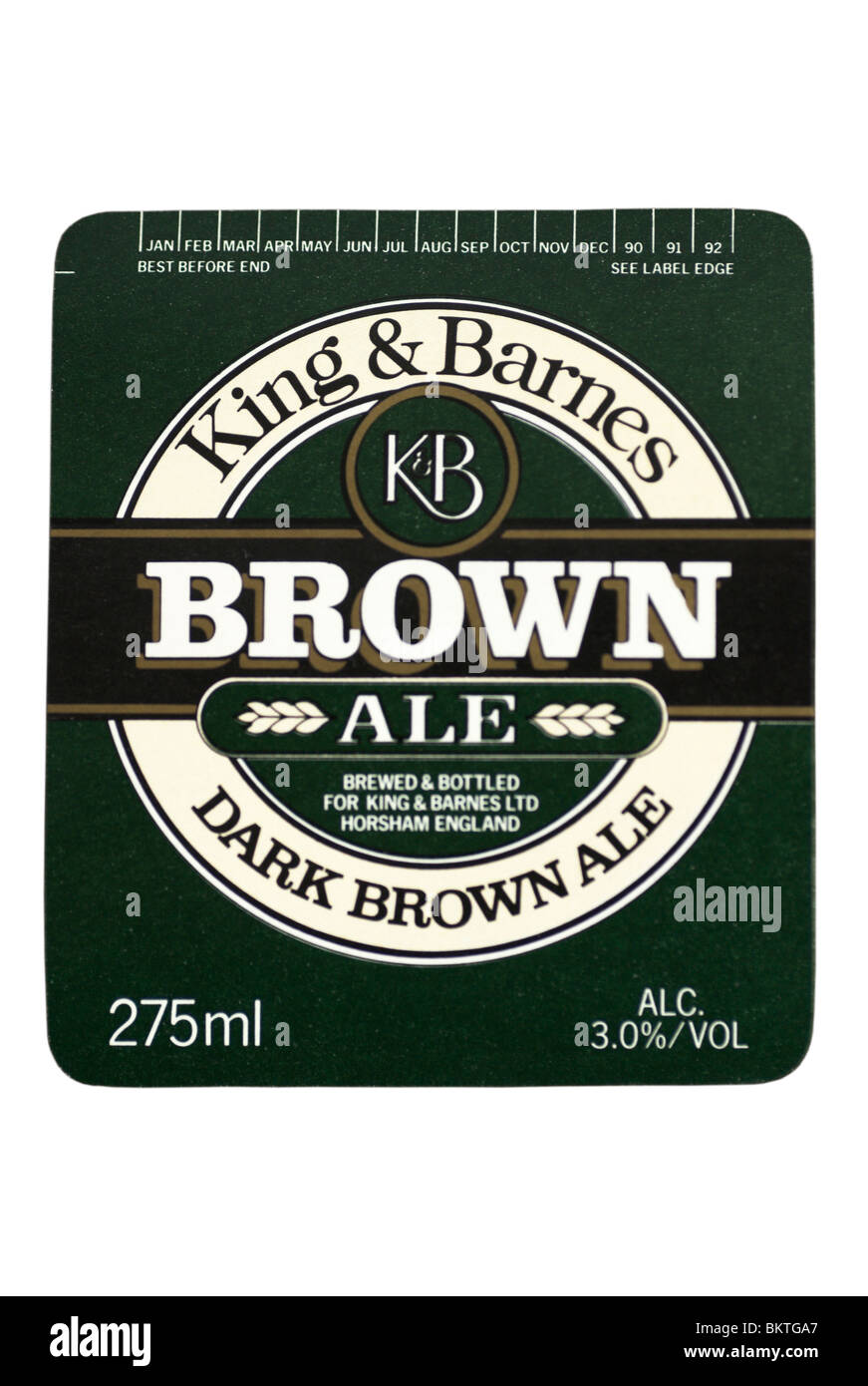 King & Barnes Brown Ale bottle label 1990 1992 Stock Photo Alamy