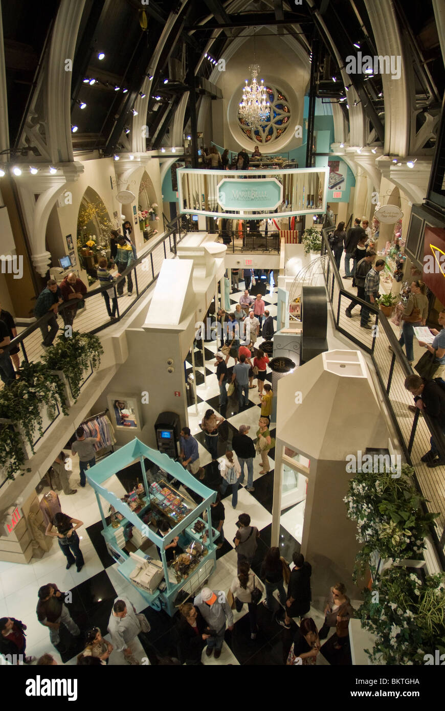 Shoppers flock to the newly opened Limelight Marketplace in the New York neighborhood of Chelsea Stock Photo