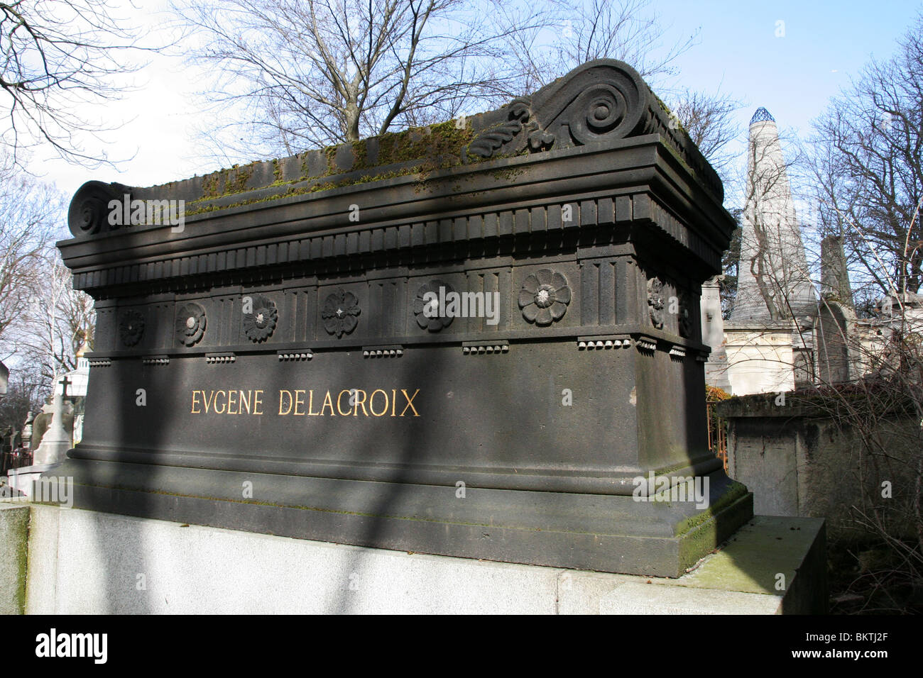 Eugene Delacroix tomb in Cemetery Pere Lachaise, Paris, France. Stock Photo