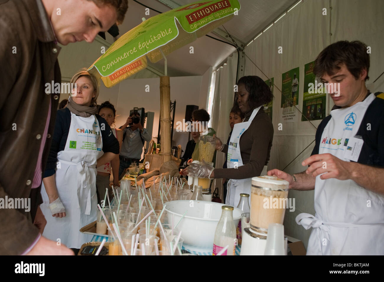 Celebration of World "Fair Trade" Day, People Serving Fair Trade Fruit