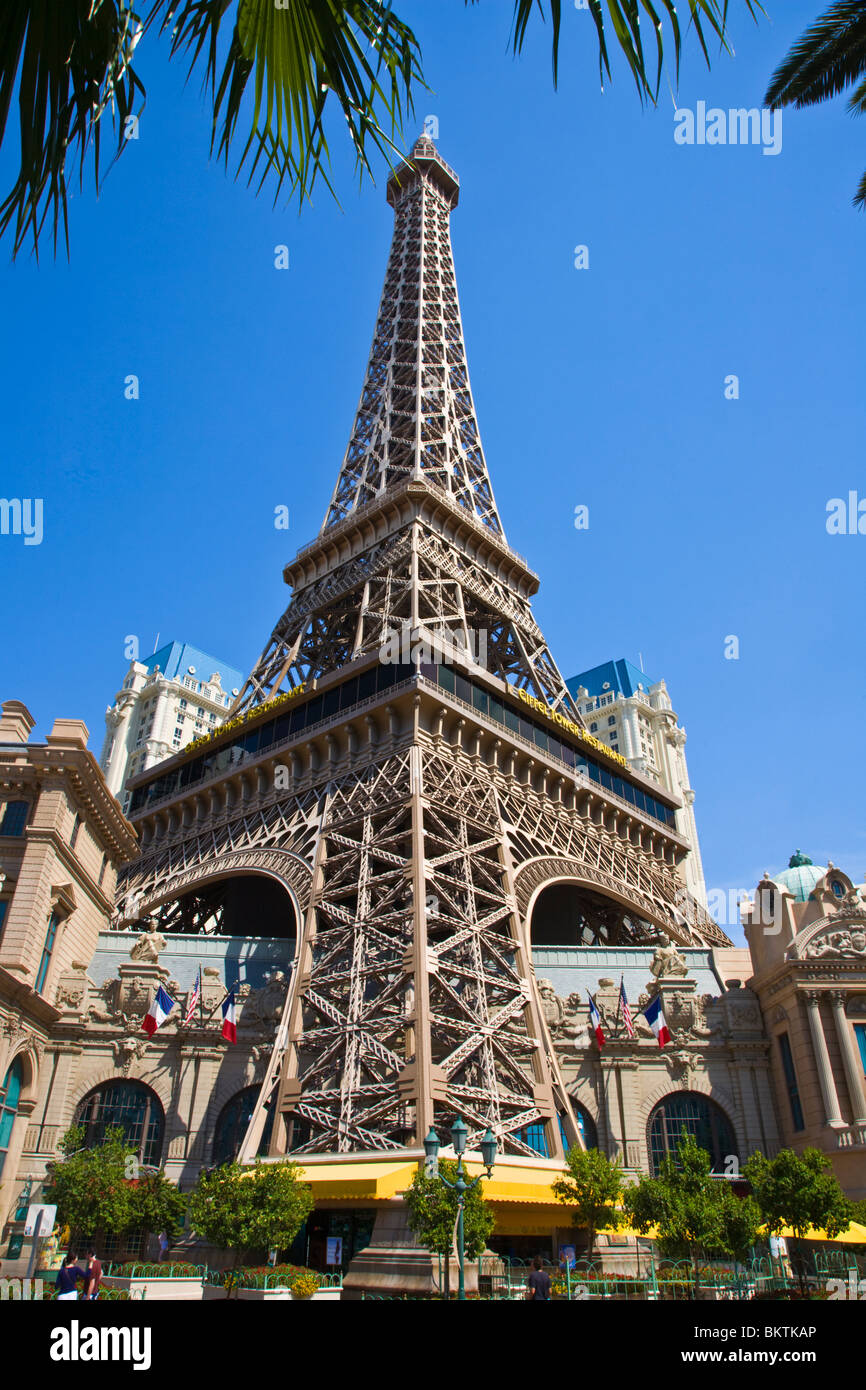 A replica of the EIFFEL TOWER is part of the architecture of PARIS LAS VEGAS HOTEL - LAS VEGAS, NEVADA Stock Photo