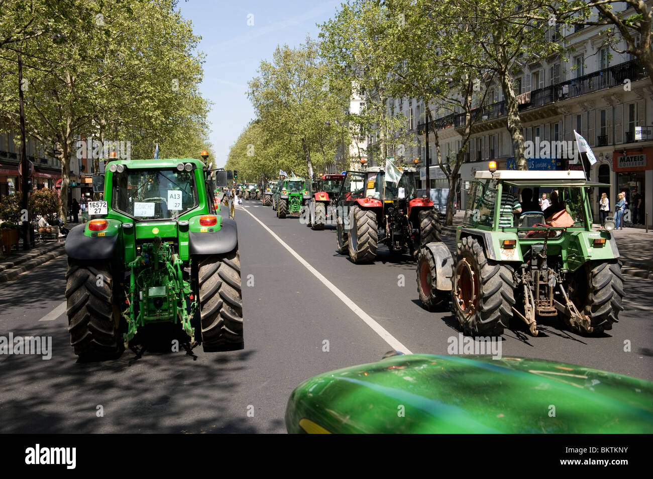 tractors in the center of Paris Stock Photo