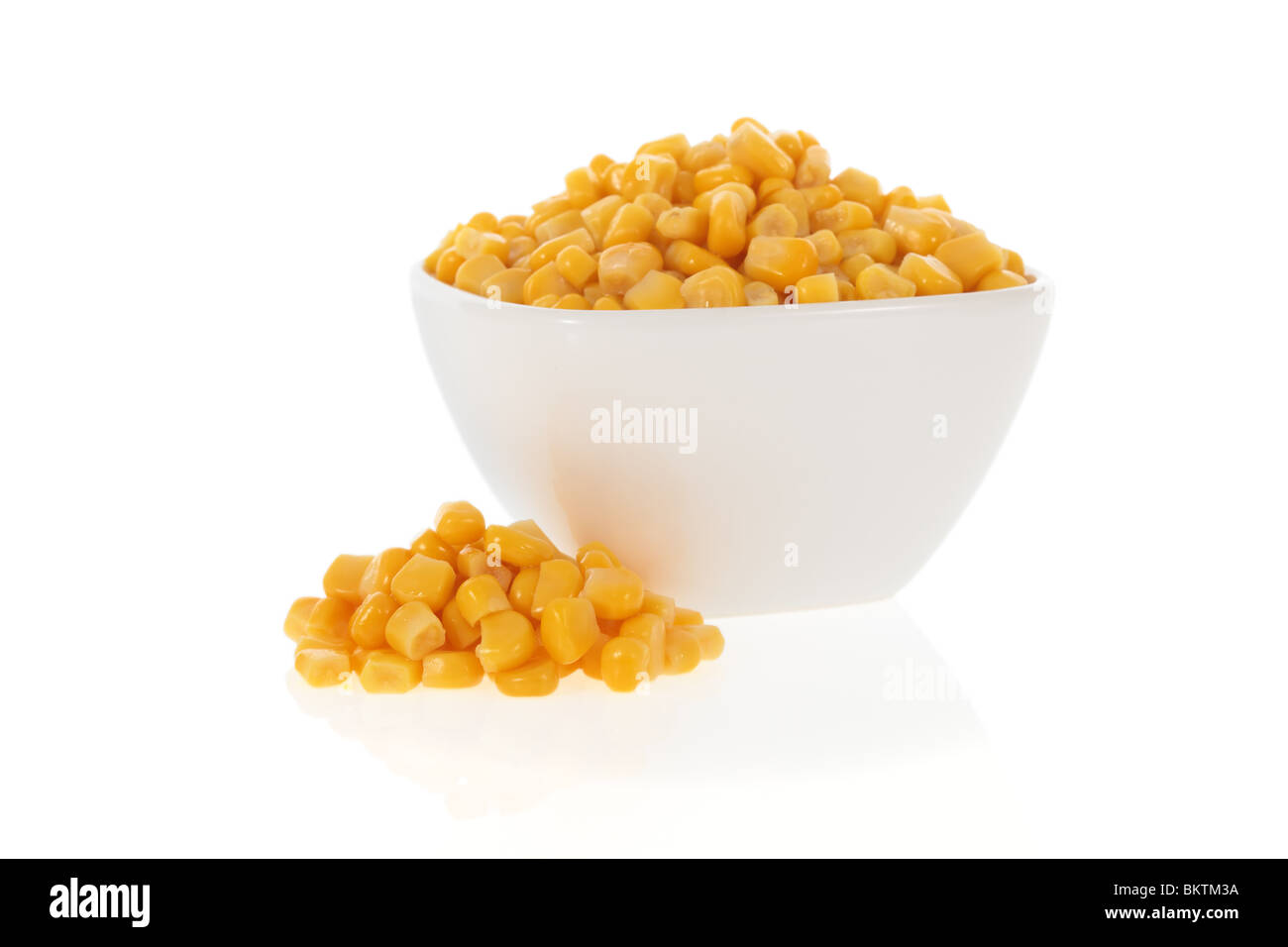 Sweet corn in a bowl isolated on a white background Stock Photo