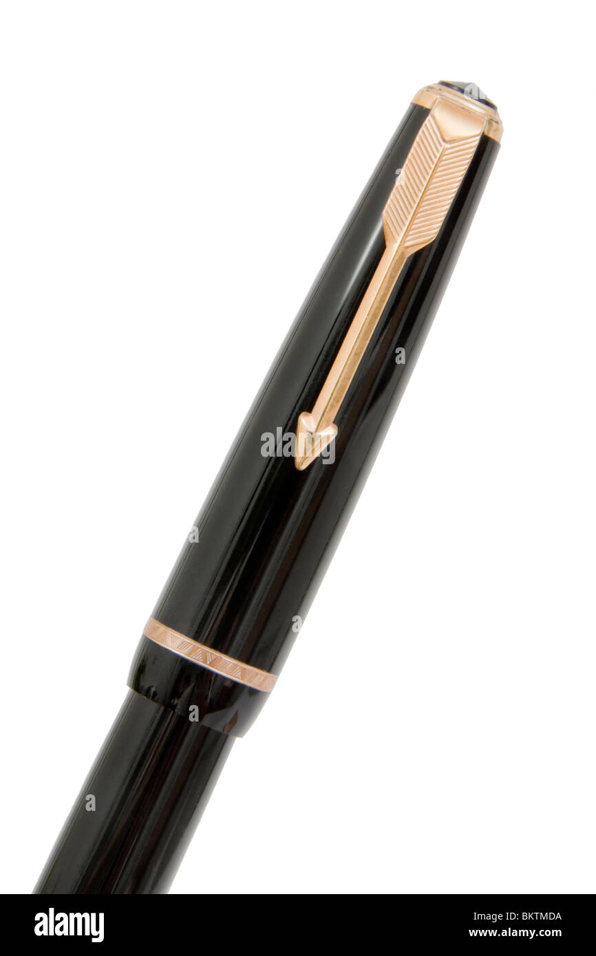 Closeup of vintage 1960's luxury Parker Duofold capillary fountain pen