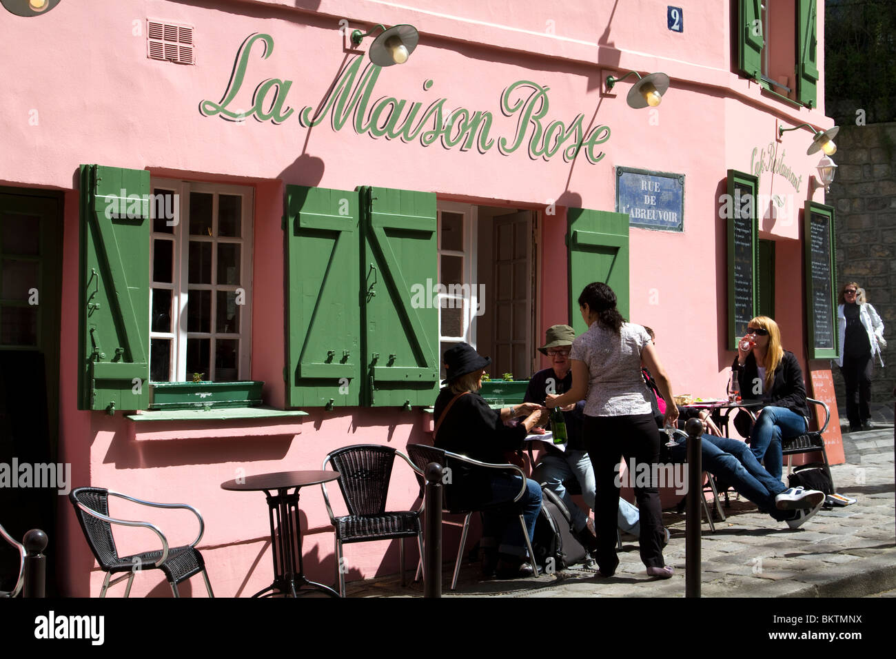 La Maison Rose restaurant in the Montmartre district in Paris Stock Photo