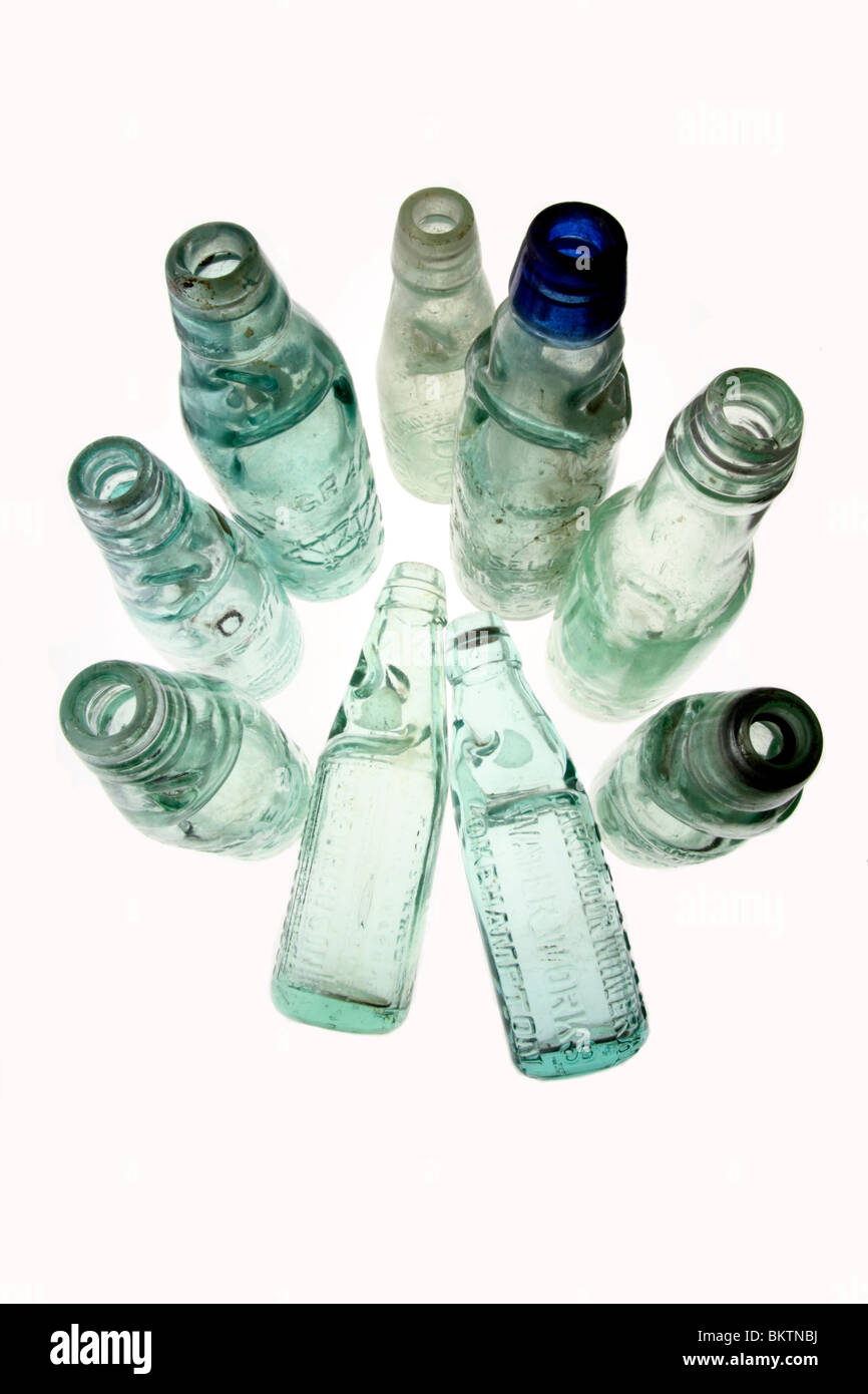 old green bottles Stock Photo