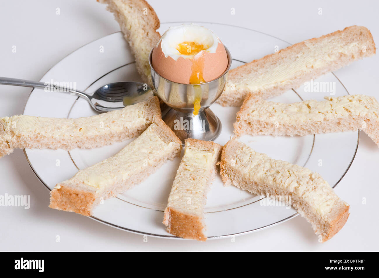 Soft Boiled Egg with bread soldiers Stock Photo