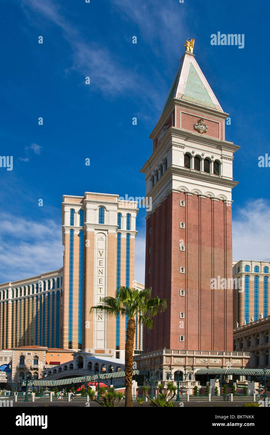 The VENETIAN HOTEL and CASINO replicates the Italian city of Venice - LAS VEGAS, NEVADA Stock Photo