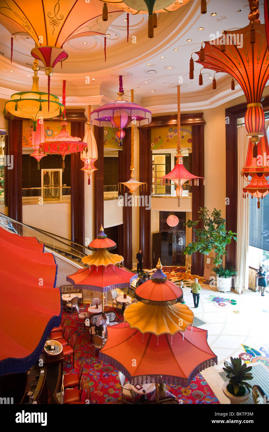 Fantasy type LIGHTING FIXTURES and UMBRELLAS inside the WYNN HOTEL and CASINO - LAS VEGAS, NEVADA Stock Photo