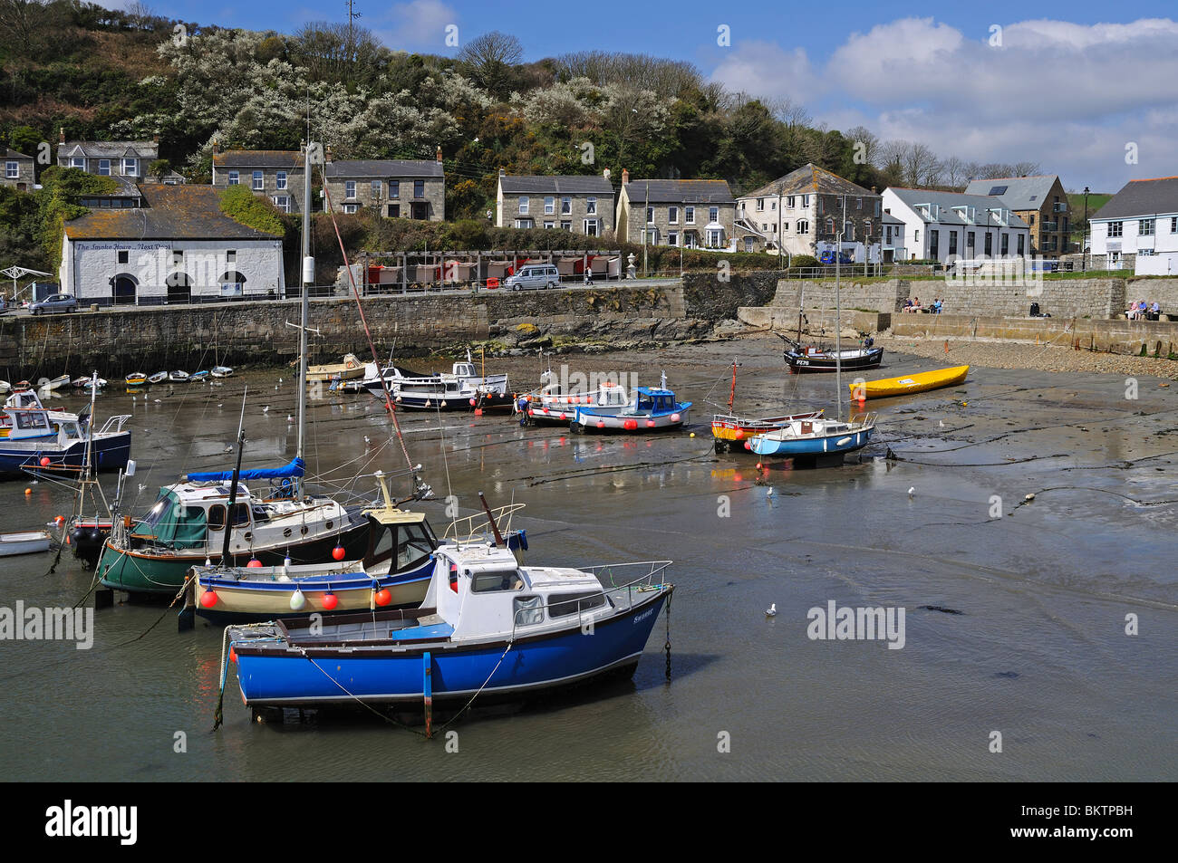 fishing boats in the harbour at porthleven, cornwall, uk Stock Photo