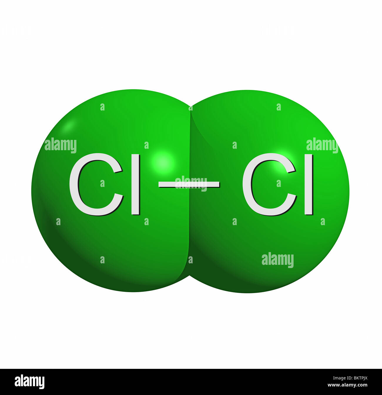 Chlormolekül Cl2 / chlorine molecule Cl2 Stock Photo