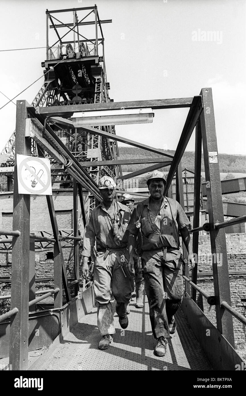 Coalminers finish their shift at Merthyr Vale Colliery Mid Glamorgan South Wales Valleys UK Stock Photo