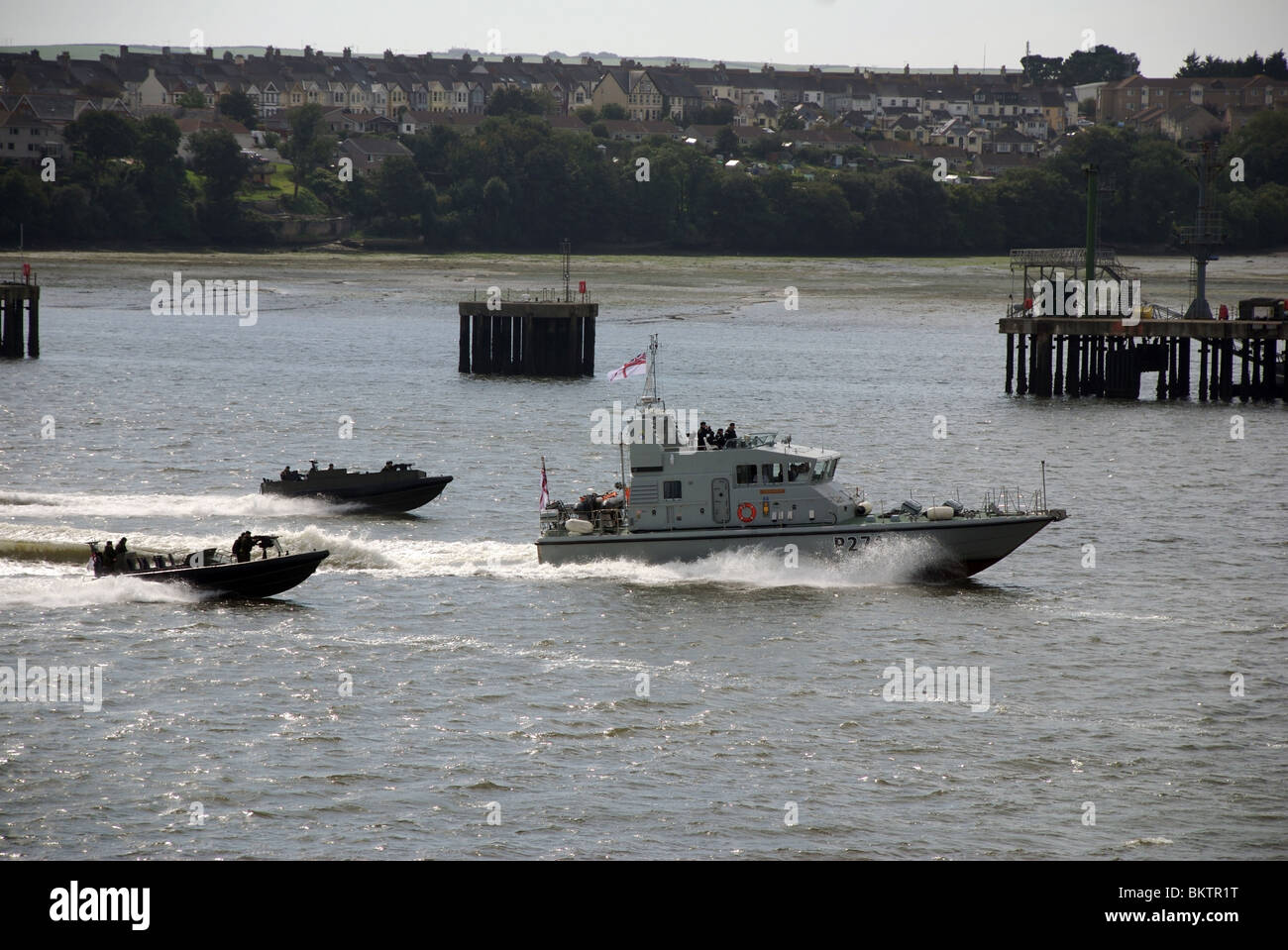 Royal Navy patrol boat and Royal Marines, Navy Open Days 2009, Devonport, Plymouth, Devon, UK Stock Photo