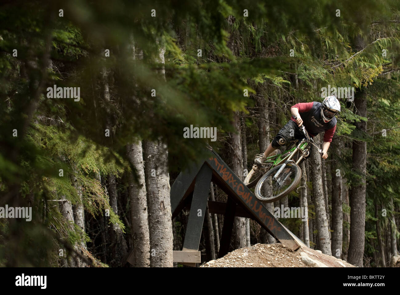 Downhill Mountain Biking in the world famous Whistler Bike Park in Whistler, BC, Canada Stock