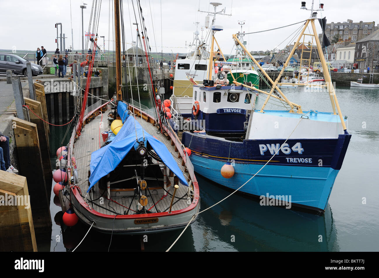 Fishing Boats Docked In Padstow Harbour Cornwall Stock Photo Alamy