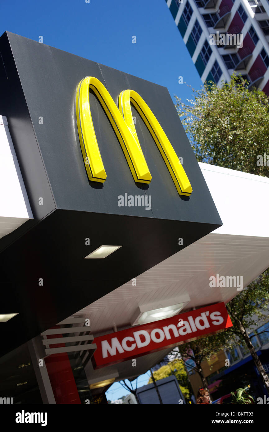 A McDonalds fast food restaurant in Wellington, New Zealand Stock Photo