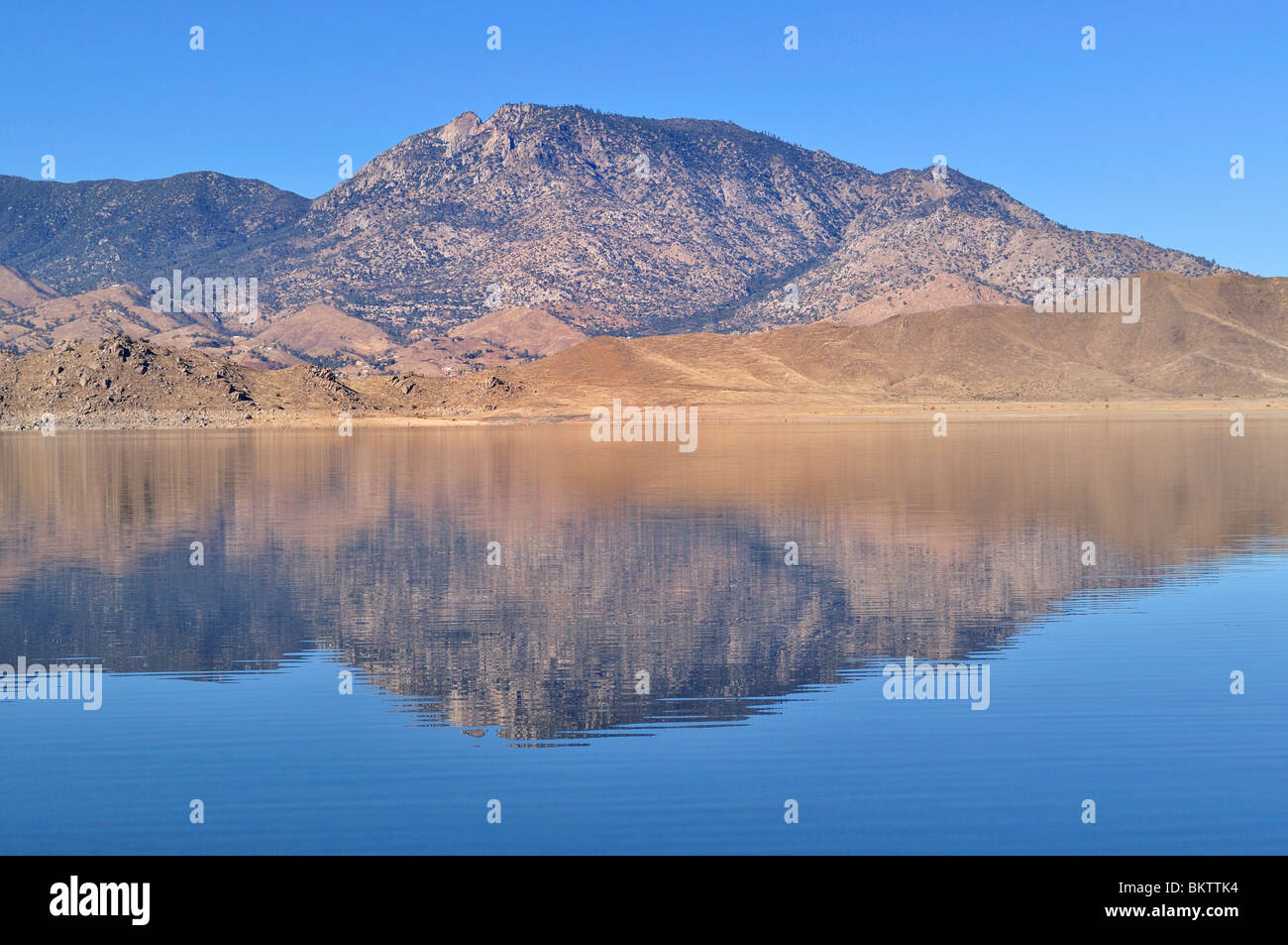 Mirror, reflection of Isabella lake south of Sequoia national forest