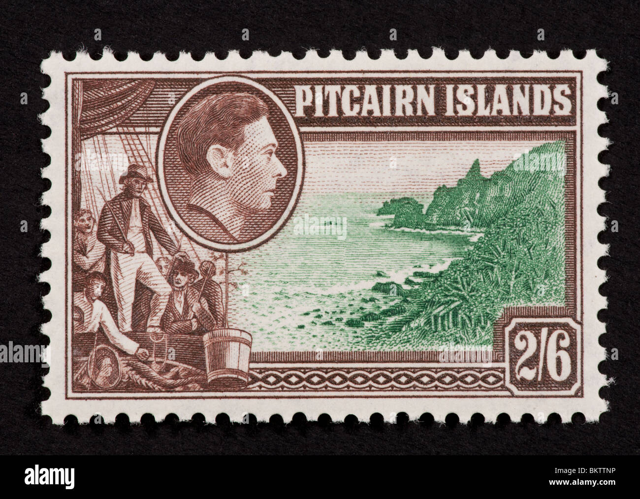 Postage stamp from the Pitcairn Islands depicting Pitcairn Island coast
