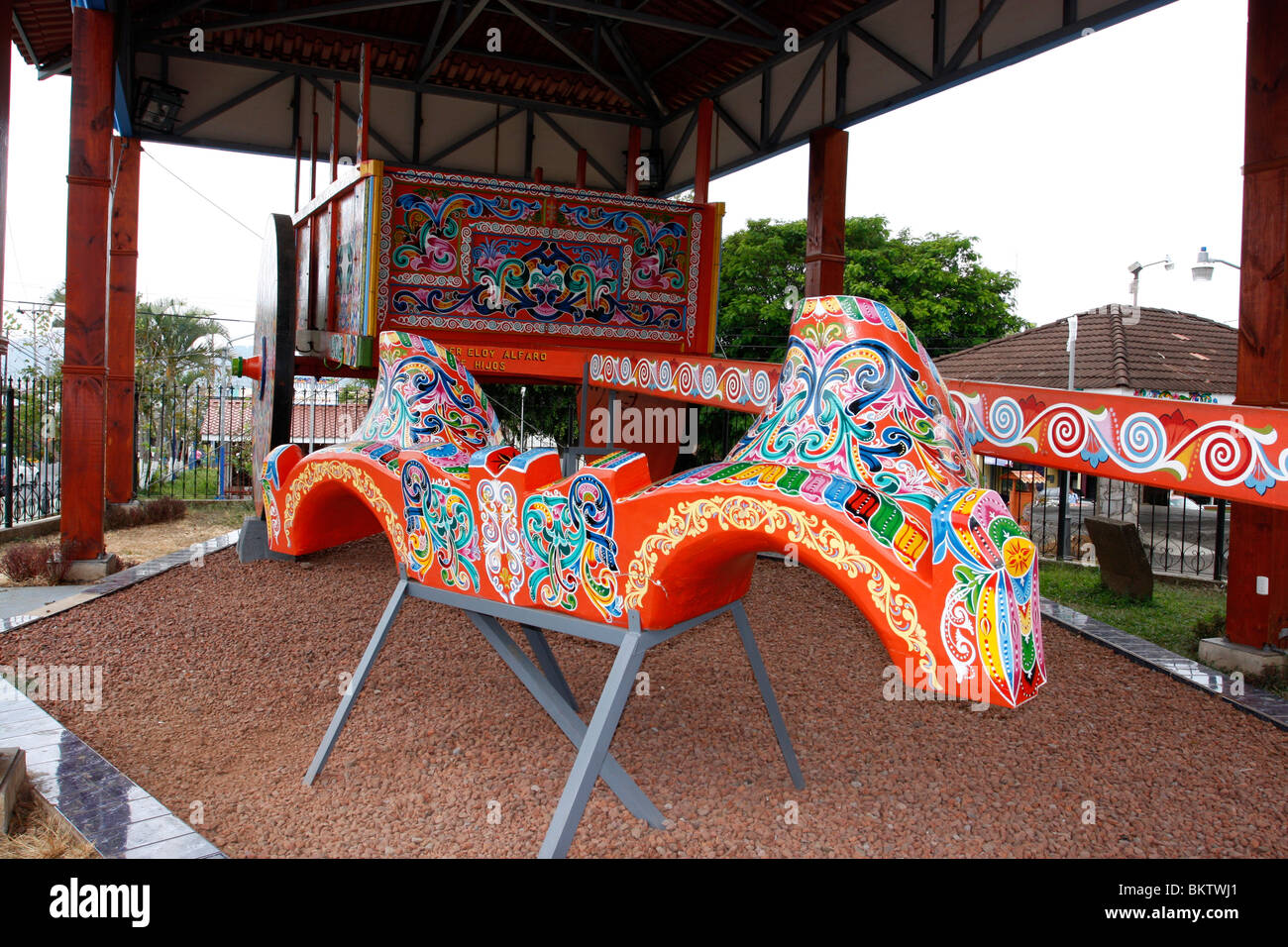 Largest brightly painted Oxcart in the World to be found at Sarchi,Costa Rica,Mexico. Stock Photo