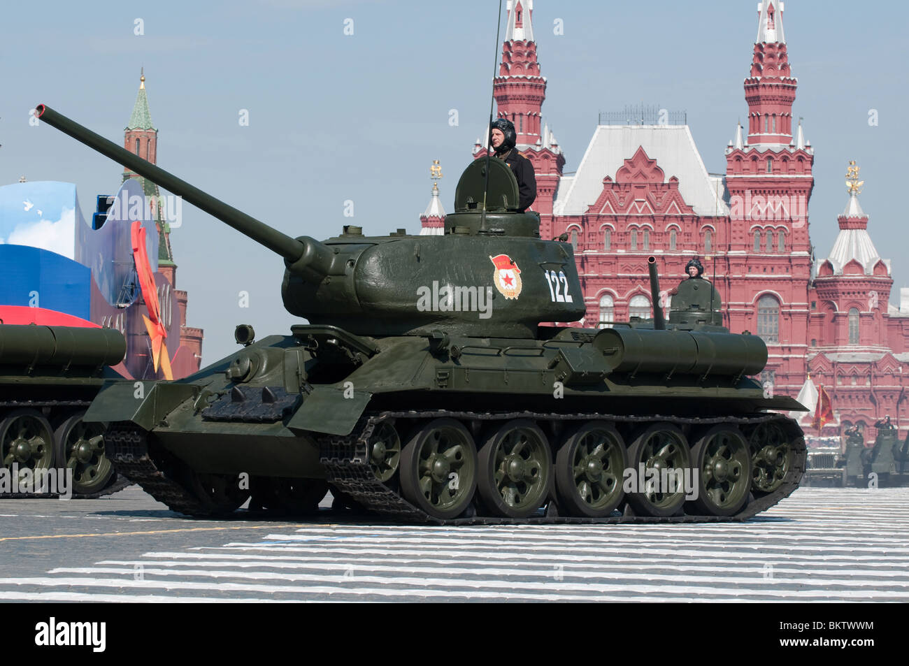Legendary soviet medium tank T-34 from the Second World War, march along the Red Square Moscow Victory Parade of 2010 Stock Photo