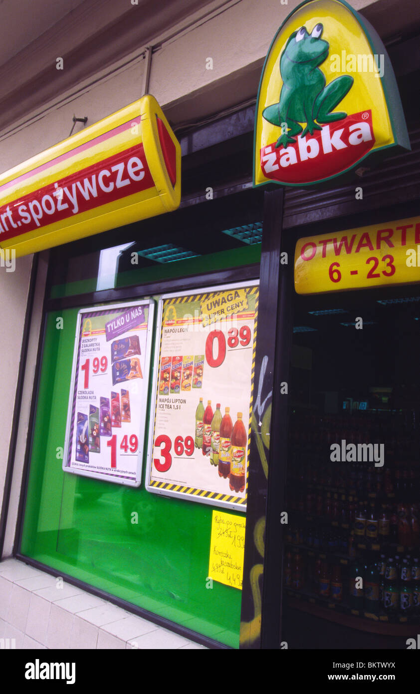Krakow, April 2010 -- Zabka convenience store Stock Photo