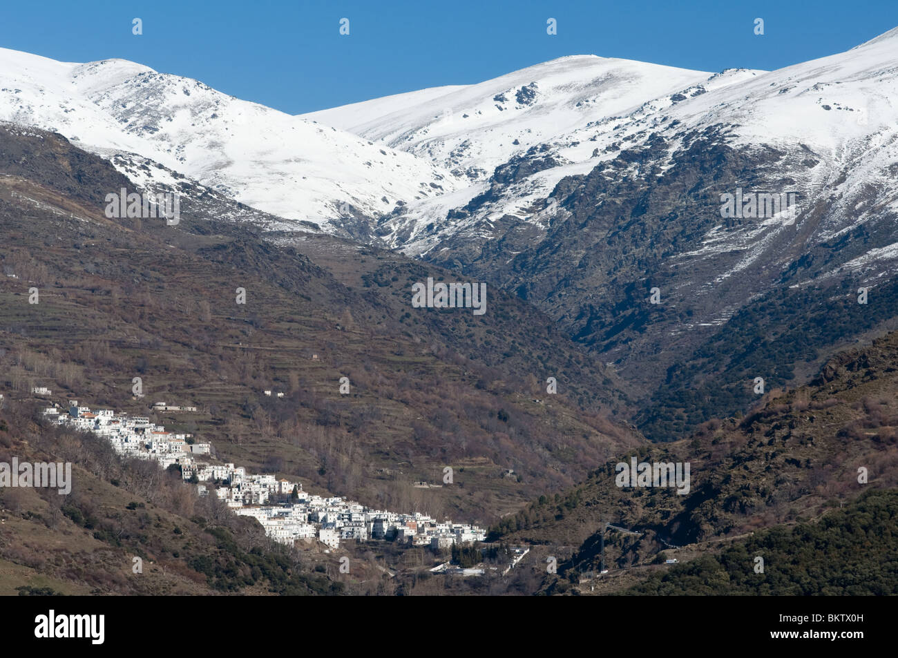 The village of Travelez, the highest Spanish conurbation, in the Alpujarras mountains. Stock Photo